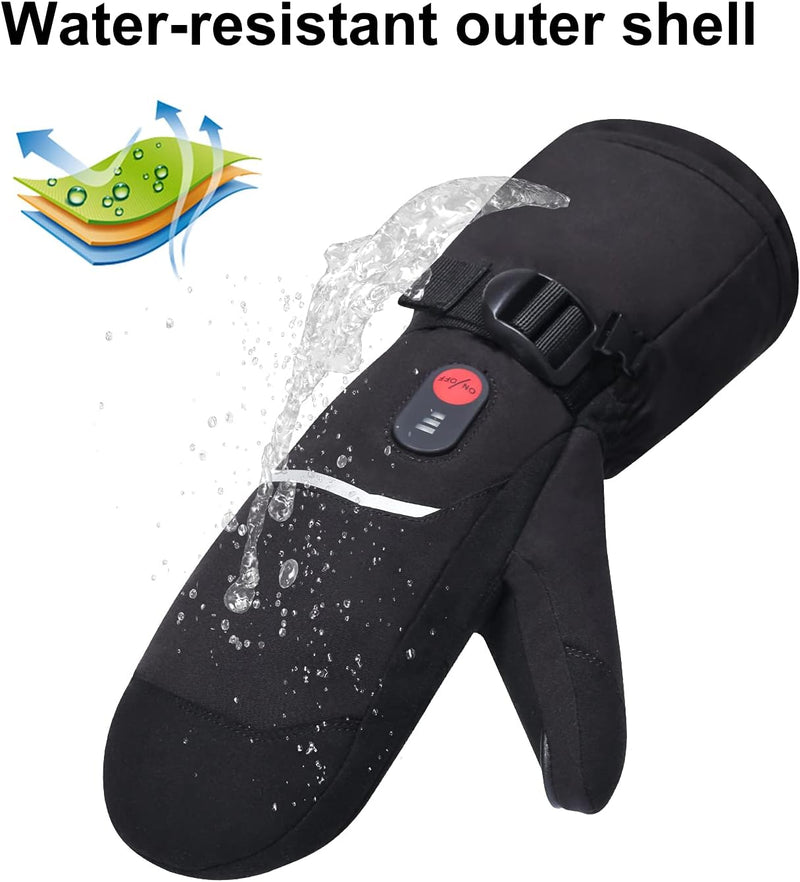 Load image into Gallery viewer, Snow Deer Heated Mittens Gloves for Men Women, Palm &amp; Handback Heated Rechargeable Electric Ski Snow Mitts with 7.4V 2200mAh Battery for Winter Skating Camping Hunting Hiking Running

