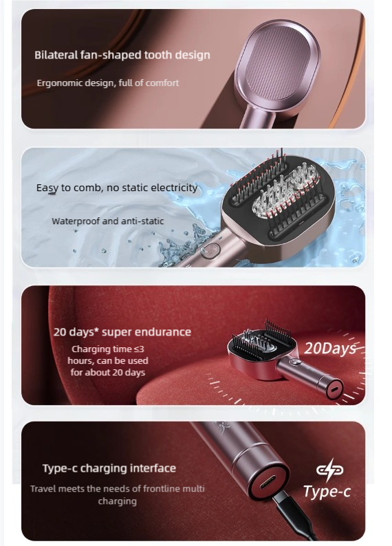 Load image into Gallery viewer, Red Light Scalp Massager Comb | 3 Modes, Waterproof, Rechargeable | Relaxation &amp; Scalp Care Tool
