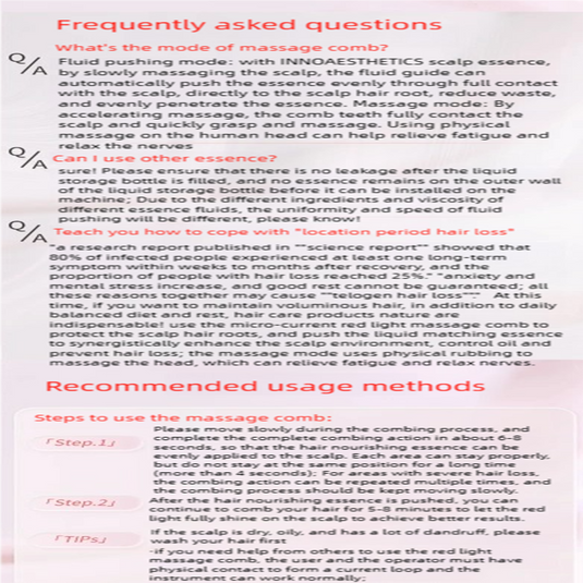 Red Light Scalp Massager Comb | 3 Modes, Waterproof, Rechargeable | Relaxation & Scalp Care Tool