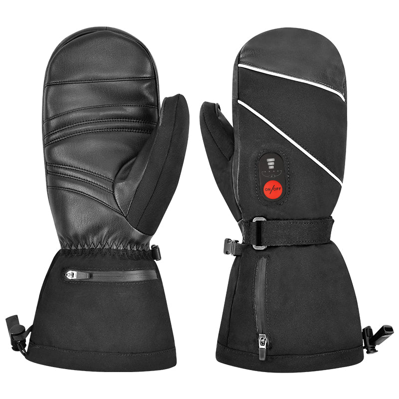 Load image into Gallery viewer, SNOW DEER Heated Gloves Battery Heat Motorcycle Gloves Goat-skin Leather 3 Gears Wamer Control Waterproof Electric Heated Mittens
