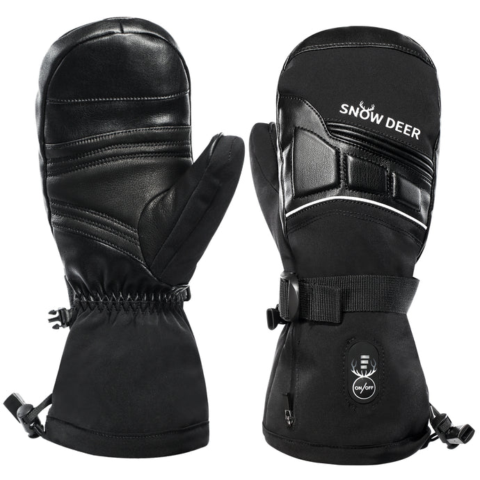 SNOW DEER Heated Mittens for Men and Women - 7.4V 2200MAH Electric Rechargeable Battery Gloves for Winter Skiing, Skating, Snow, Camping, Hiking - Heated Hand Warmer