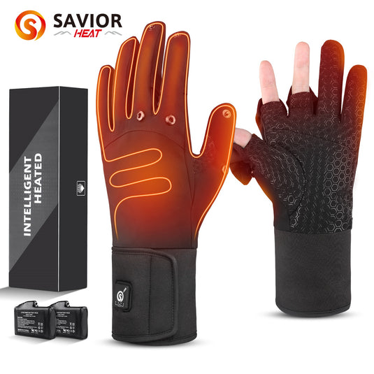 SNOW DEER Heated Fishing Gloves for Women Men Rechargeable Waterproof,Finger Dexterity Electric Heated Gloves for Cold Weather,Winter Hand Warmers Gloves for Hunting Photography Cycling Working