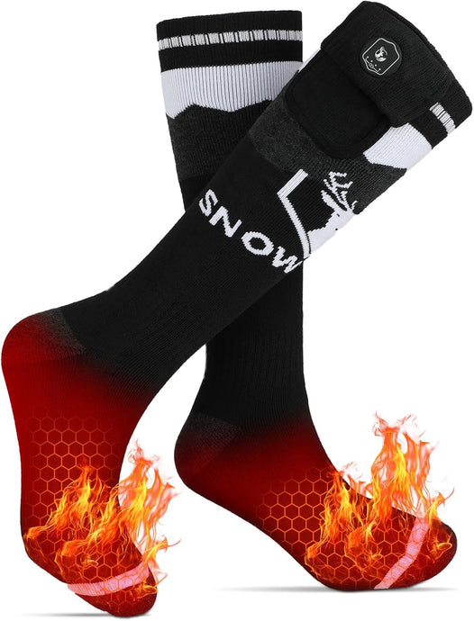 SNOW DEER Upgraded Rechargeable Electric Heated Socks，Ultimate Foot Warmer for Men & Women, Perfect for Skiing, Camping, Hiking, Motorcycling, &Outdoor Riding in Winter