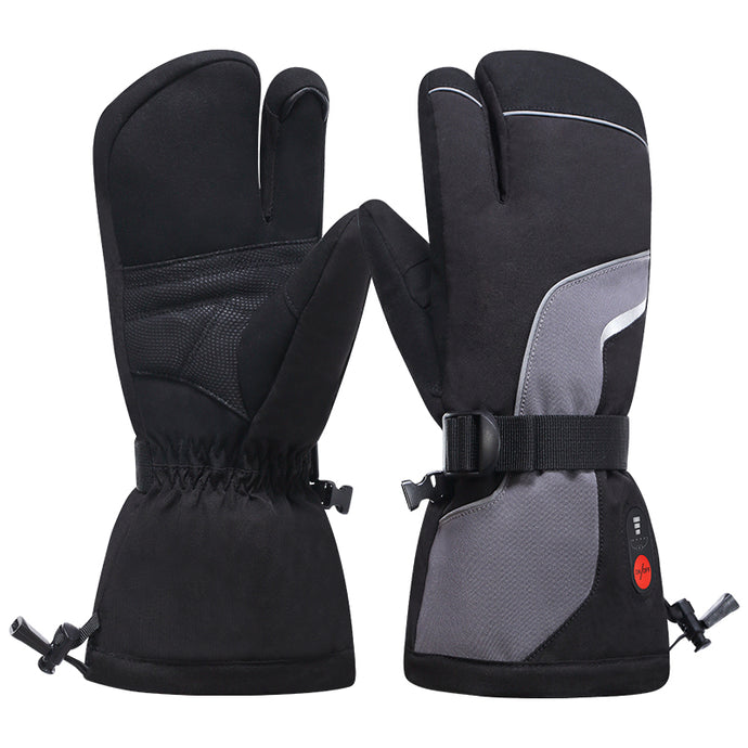 SNOW DEER Heated Ski Mittens 3-Finger Gloves Electric Rechargeable Battery Mitts for Men Women Kids Winter Snowboard Motorcycle Skating Camping Hunting