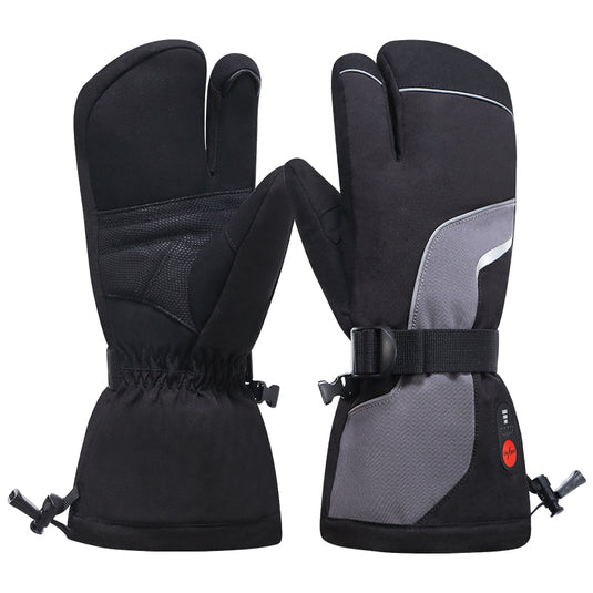 SNOW DEER Heated Ski Mittens 3-Finger Gloves Electric Rechargeable Battery Mitts for Men Women Kids Winter Snowboard Motorcycle Skating Camping Hunting