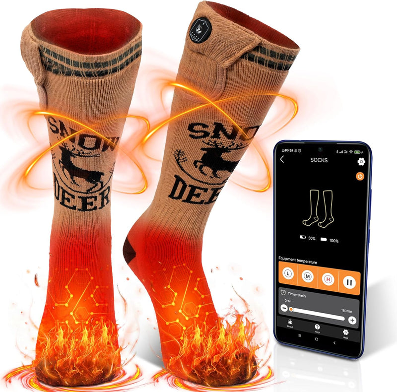 Load image into Gallery viewer, SNOW DEER Hunting Heated Socks with App Control for Men Women, Rechargeable Electric Heating Warm Sock for Motorcycle Hunting Ski Hiking Cold Winter Work Washable
