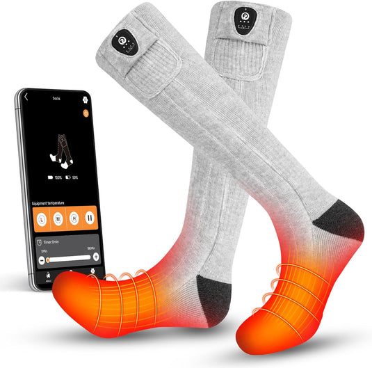 Snow Deer Heated Socks for Men Women with APP Control Rechargeable Electric Heating Socks Washable Foot Warmer for Winter Hunting Skiing Fishing Climbing Hiking 2200mAh Battery