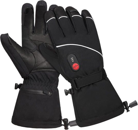 SNOW DERR Heated Gloves for Men Rechargeable Waterproof Winter,Machine Washable Electric Heating Ski Glove for Hiking Motorcycling Camping Fishing Cold Weather Hand Warmers