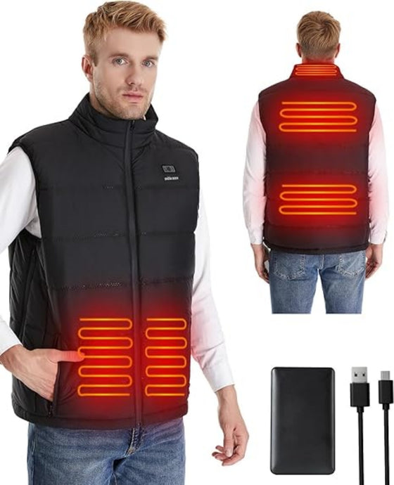 SNOW DEER Heated Vest for Men, Electric Rechargeable Vest with Carbon Fiber Heating, Waterproof, Ideal for Winter Activities