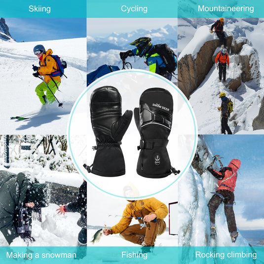 SNOW DEER Heated Mittens for Men and Women Waterproof Ski Gloves with Touchscreen 7.4V 2200mAh Battery Gloves Electric Rechargeable Thermal Mittens for Hands Warm