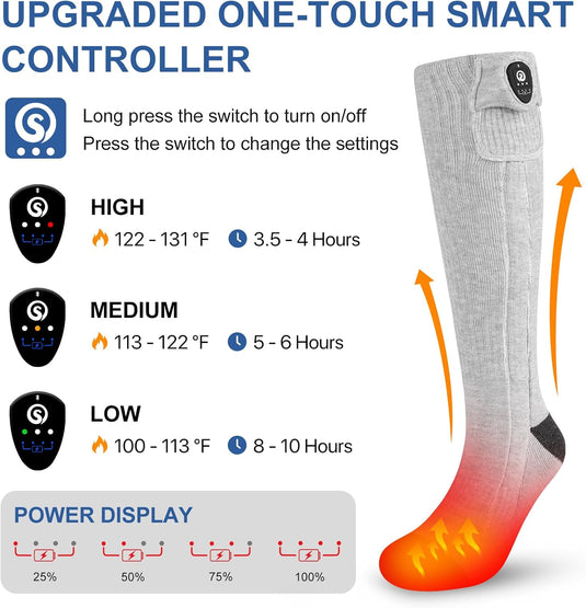 Snow Deer Heated Socks for Men Women with APP Control Rechargeable Electric Heating Socks Washable Foot Warmer for Winter Hunting Skiing Fishing Climbing Hiking 2200mAh Battery