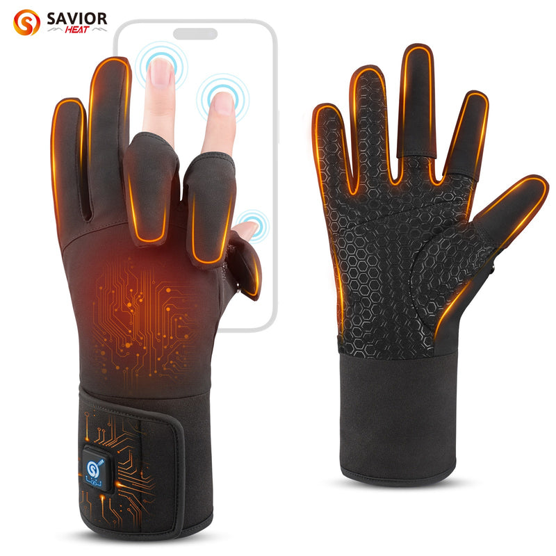 Load image into Gallery viewer, SNOW DEER Heated Fishing Gloves for Women Men Rechargeable Waterproof,Finger Dexterity Electric Heated Gloves for Cold Weather,Winter Hand Warmers Gloves for Hunting Photography Cycling Working
