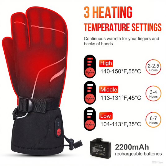 SNOW DEER Heated Mittens for Men and Women, Rechargeable Heated Gloves with Touchscreen 7.4V 2200mAh Battery Waterproof Ski Gloves for Skiing Snowboarding Camping Hiking