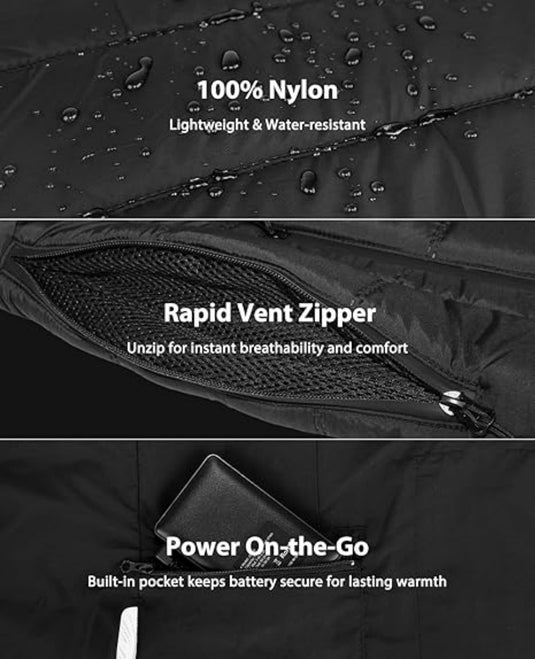 SNOW DEER Heated Vest for Men, Electric Rechargeable Vest with Carbon Fiber Heating, Waterproof, Ideal for Winter Activities