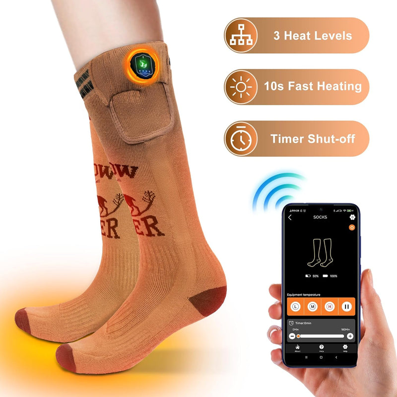 Load image into Gallery viewer, SNOW DEER Hunting Heated Socks with App Control for Men Women, Rechargeable Electric Heating Warm Sock for Motorcycle Hunting Ski Hiking Cold Winter Work Washable
