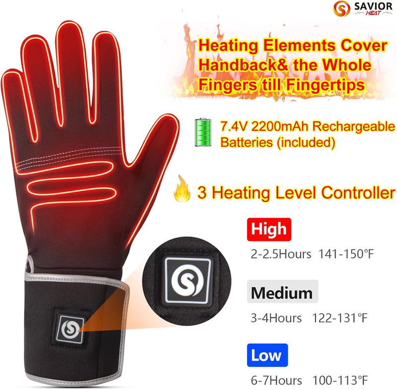 Load image into Gallery viewer, SNOW DEER Heated Glove Liners,Electric Heated Thin Gloves with Remaining Power Display,Rechargeable Hand Warmers,Suitable for Winter Driving,Typing,Running
