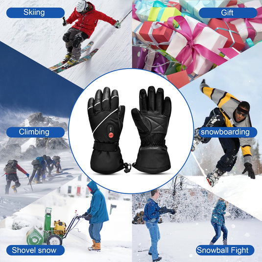 Snow deer Unisex Heated Gloves 7.4V 2200mAh Electric Rechargeable Winter Warm Glove Liners for Arthritis Raynaud Thin Gloves Riding Ski Snowboarding Hiking Cycling Hand Warmers