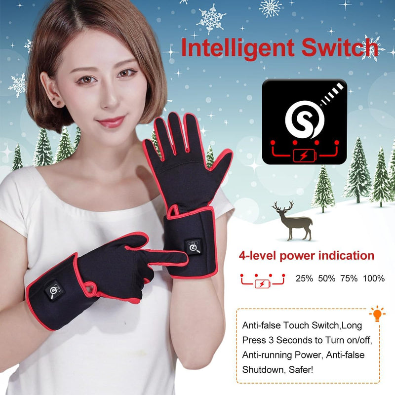 Load image into Gallery viewer, SNOW DEER Heated Glove Liners for Men Women, Rechargeable Battery Electric Heated Gloves, Winter Warm Glove Liners, Thin Gloves Riding Ski Snowboarding Hiking Cycling Hand Warmers
