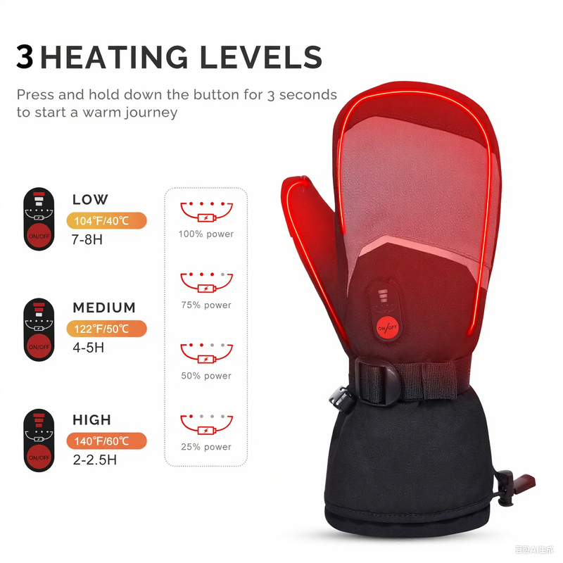 Load image into Gallery viewer, SNOW DEER Heated Mittens Gloves for Women Men 7.4V 2200MAH Electric Rechargeable Waterproof Ski Gloves for Winter Work Skiing Snowboarding Hiking Fishing Camping
