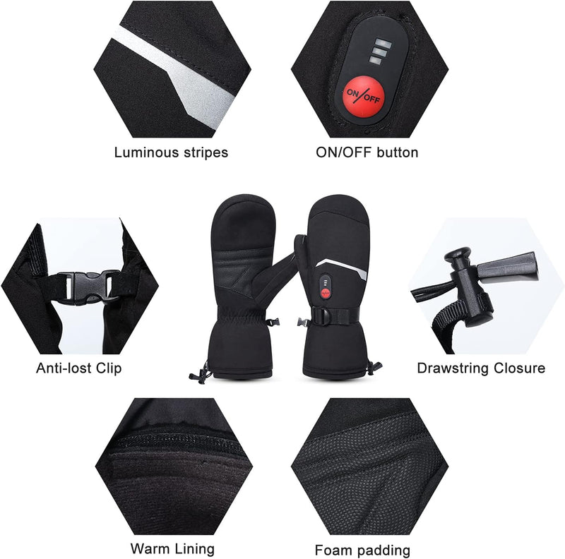 Load image into Gallery viewer, Snow Deer Heated Mittens Gloves for Men Women, Palm &amp; Handback Heated Rechargeable Electric Ski Snow Mitts with 7.4V 2200mAh Battery for Winter Skating Camping Hunting Hiking Running
