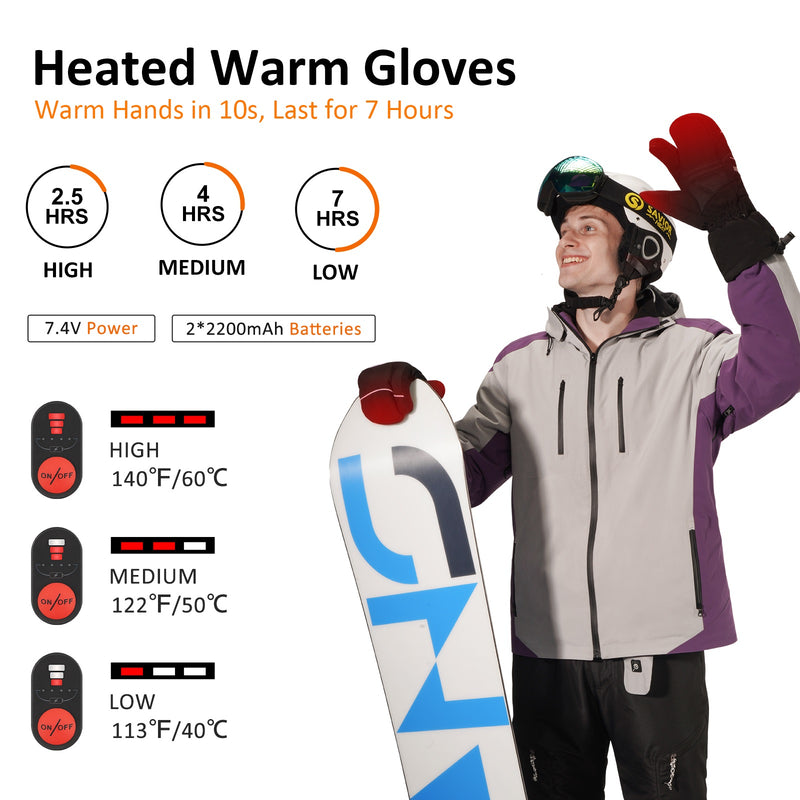 Load image into Gallery viewer, SNOW DEER Heated Ski Mittens 3-Finger Gloves Electric Rechargeable Battery Mitts for Men Women Kids Winter Snowboard Motorcycle Skating Camping Hunting
