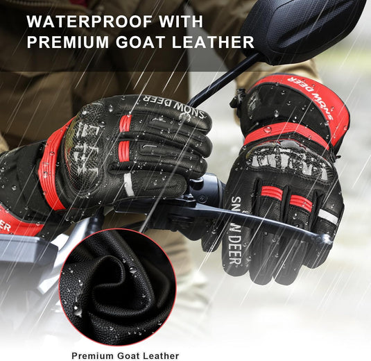 SNOW DEER Heated Motorcycle Gloves,7.4V 3000MAH Electric Rechargeable Battery Waterproof Riding Gloves Men Women for Winter Biking Cycling Ski Snow Insulated Glove Hand Warmer Moto Gloves