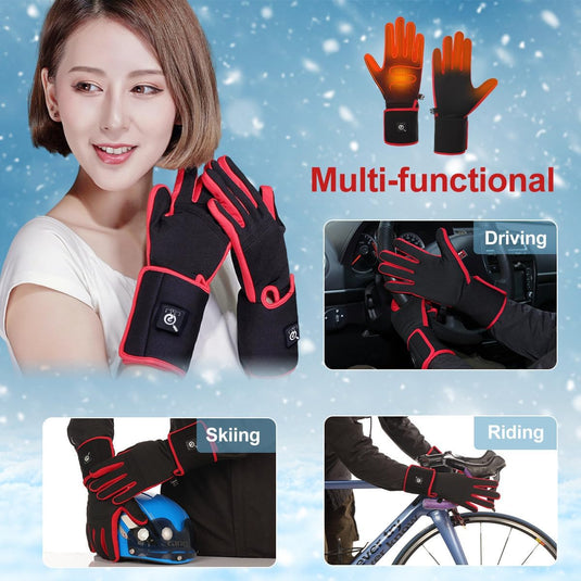SNOW DEER Heated Glove Liners for Men Women, Rechargeable Battery Electric Heated Gloves, Winter Warm Glove Liners, Thin Gloves Riding Ski Snowboarding Hiking Cycling Hand Warmers