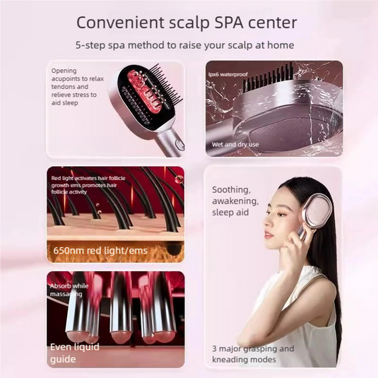 Red Light Scalp Massager Comb | 3 Modes, Waterproof, Rechargeable | Relaxation & Scalp Care Tool