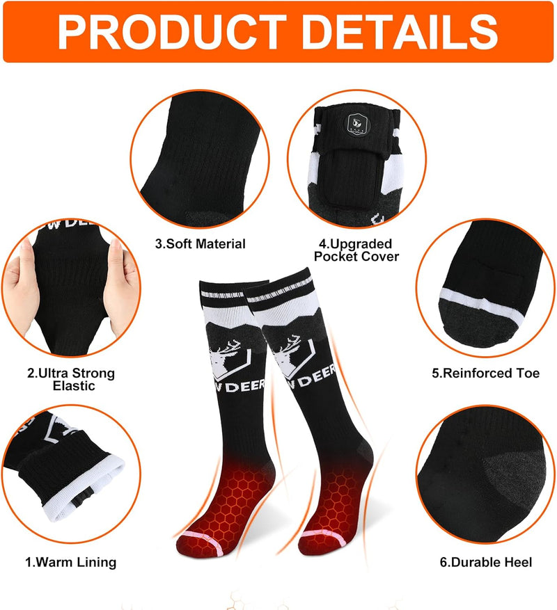 Load image into Gallery viewer, SNOW DEER Upgraded Rechargeable Electric Heated Socks，Ultimate Foot Warmer for Men &amp; Women, Perfect for Skiing, Camping, Hiking, Motorcycling, &amp;Outdoor Riding in Winter
