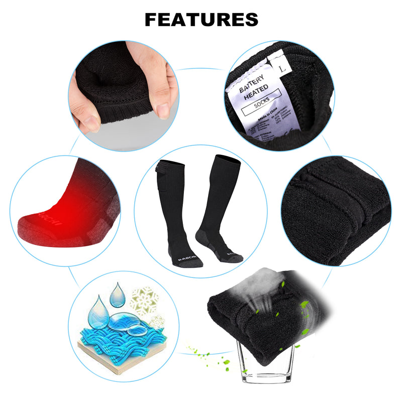 Load image into Gallery viewer, SNOW DEER Heated Socks for Winter Sports - 3 Temp Levels,100% Cotton, Blood Circulation, Ideal for Skiing/Hiking/Camping
