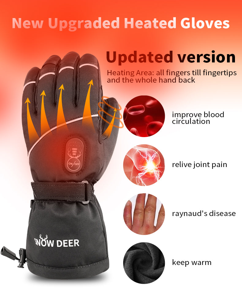 Load image into Gallery viewer, SNOW DEER Upgraded Heated Gloves Men Women,Ski Motorcycle Electric Battery Mittens Gloves
