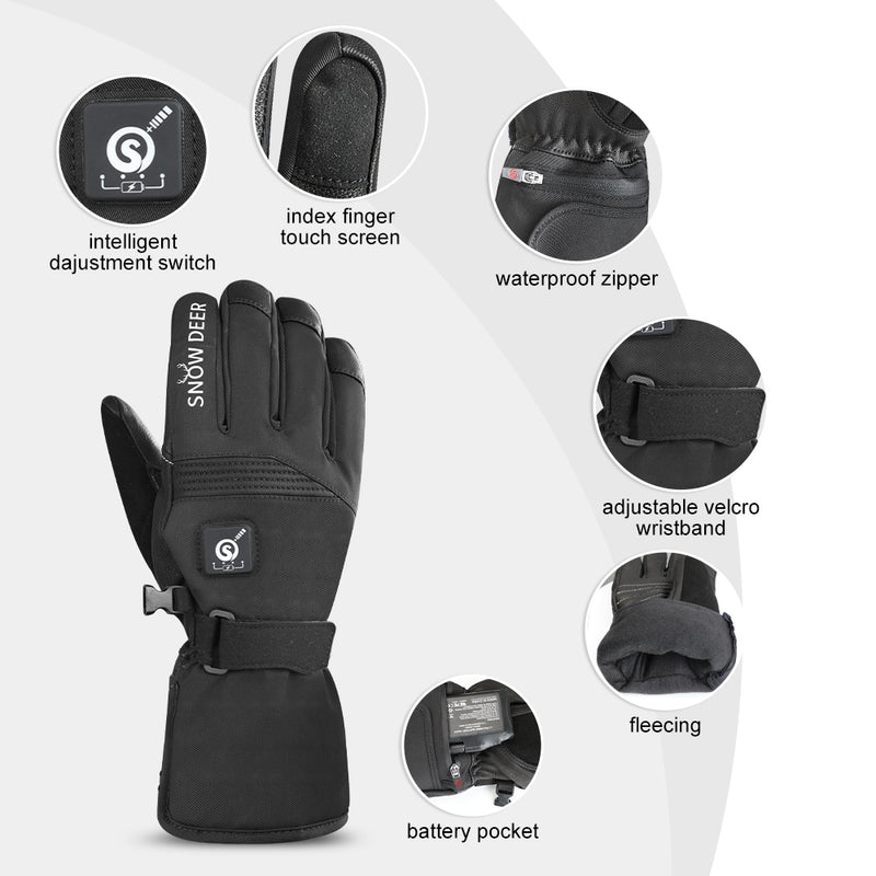 Load image into Gallery viewer, SNOW DEER Rechargeable Heated Gloves for Men &amp; Women - 7.4V 2200mAh Battery, Waterproof, Touchscreen - Ideal for Skiing, Cycling, Hunting &amp; Winter Adventures
