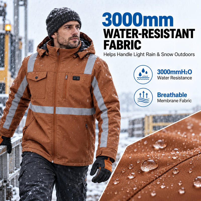 Load image into Gallery viewer, SNOW DEER Heated Work Jacket for Men, High Visibility Night Safety Heating Jacket with 5 Heating Zones, 6000mAh Rechargeable Battery, 3 Temperature Levels, for Outdoor Work Winter
