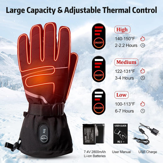 SNOW DEER Heated Gloves for Men Women, Electric Glove Rechargeable Battery Heated Hand for Motorcycle Biking Hunting Arthritis Skiing Working