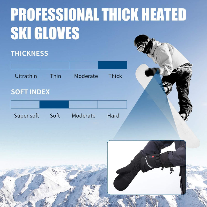 Load image into Gallery viewer, Snow Deer Heated Mittens Gloves for Men Women, Palm &amp; Handback Heated Rechargeable Electric Ski Snow Mitts with 7.4V 2200mAh Battery for Winter Skating Camping Hunting Hiking Running
