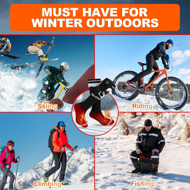 Load image into Gallery viewer, SNOW DEER Upgraded Rechargeable Electric Heated Socks，Ultimate Foot Warmer for Men &amp; Women, Perfect for Skiing, Camping, Hiking, Motorcycling, &amp;Outdoor Riding in Winter
