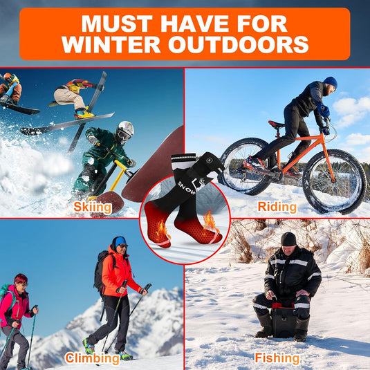 SNOW DEER Upgraded Rechargeable Electric Heated Socks，Ultimate Foot Warmer for Men & Women, Perfect for Skiing, Camping, Hiking, Motorcycling, &Outdoor Riding in Winter