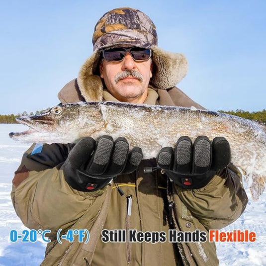 SNOW DEER Winter Heated Gloves for Work - Durability Gloves with Grip, Impact-Resistant Rubber Back Insulated Work Gloves