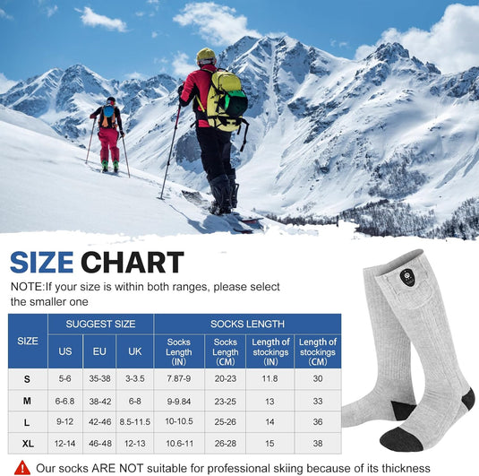 Snow Deer Heated Socks for Men Women with APP Control Rechargeable Electric Heating Socks Washable Foot Warmer for Winter Hunting Skiing Fishing Climbing Hiking 2200mAh Battery