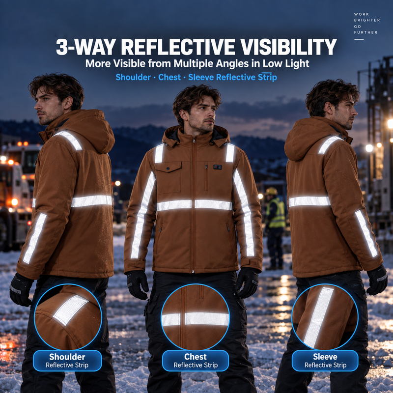 Load image into Gallery viewer, SNOW DEER Heated Work Jacket for Men, High Visibility Night Safety Heating Jacket with 5 Heating Zones, 6000mAh Rechargeable Battery, 3 Temperature Levels, for Outdoor Work Winter
