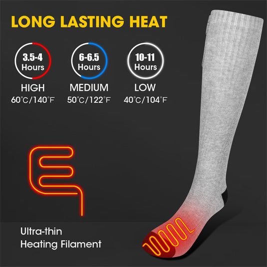 Snow Deer Heated 2025 Upgraded Rechargeable Electric Heated Socks,7.4V 2200mAh Battery Powered Cold Weather Heat Socks for Men Women,Outdoor Riding Camping Hiking Motorcycle Skiing Warm Winter Socks