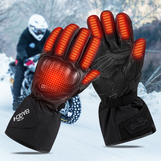 SNOW DEER Heated Gloves for Men Women Heated Motorcycle Glove Electric Waterproof Heating Gloves Touchscreen Rechargeable Battery Hand Warmers w/ 12V Motorcycle Wire for Outdoor Work Snowmobiles