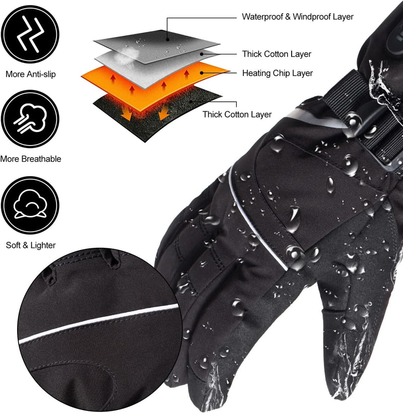 Load image into Gallery viewer, SNOW DEER Heated Gloves for Men Women, Electric Glove Rechargeable Battery Heated Hand for Motorcycle Biking Hunting Arthritis Skiing Working
