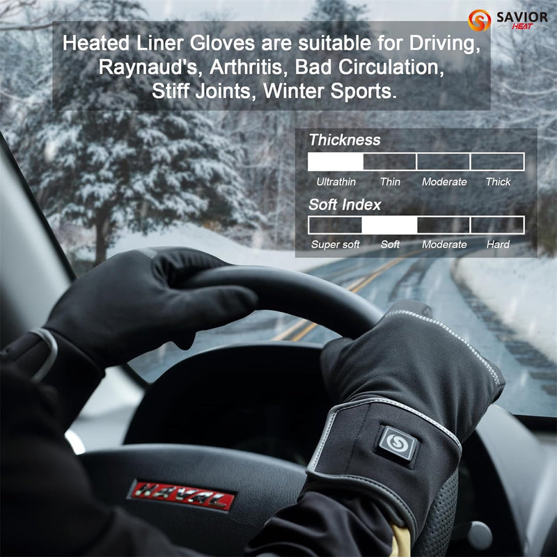 Load image into Gallery viewer, SNOW DEER Heated Glove Liners,Electric Heated Thin Gloves with Remaining Power Display,Rechargeable Hand Warmers,Suitable for Winter Driving,Typing,Running
