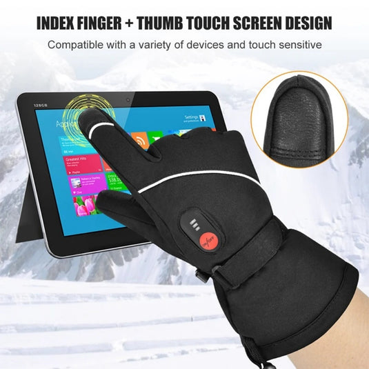 SNOW DERR Heated Gloves for Men Rechargeable Waterproof Winter,Machine Washable Electric Heating Ski Glove for Hiking Motorcycling Camping Fishing Cold Weather Hand Warmers