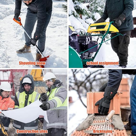 SNOW DEER Winter Heated Gloves for Work - Durability Gloves with Grip, Impact-Resistant Rubber Back Insulated Work Gloves