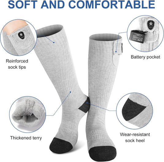 Snow Deer Heated Socks for Men Women with APP Control Rechargeable Electric Heating Socks Washable Foot Warmer for Winter Hunting Skiing Fishing Climbing Hiking 2200mAh Battery