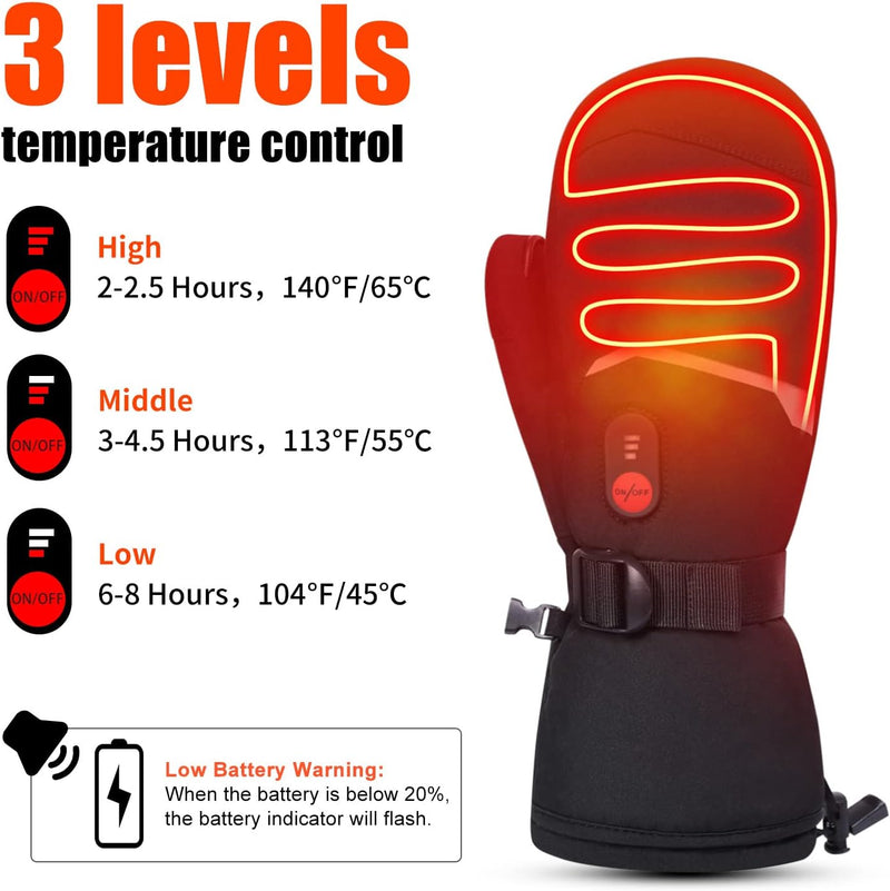 Load image into Gallery viewer, Snow Deer Heated Mittens Gloves for Men Women, Palm &amp; Handback Heated Rechargeable Electric Ski Snow Mitts with 7.4V 2200mAh Battery for Winter Skating Camping Hunting Hiking Running
