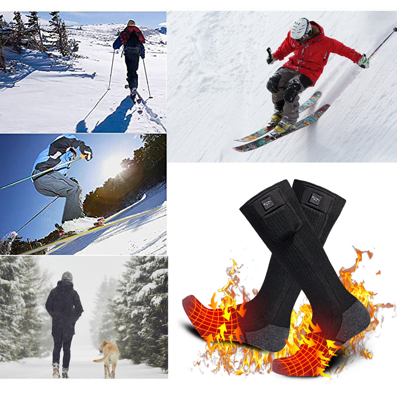 Load image into Gallery viewer, SNOW DEER Heated Socks for Winter Sports - 3 Temp Levels,100% Cotton, Blood Circulation, Ideal for Skiing/Hiking/Camping
