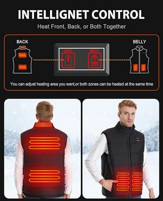 SNOW DEER Heated Vest for Men, Electric Rechargeable Vest with Carbon Fiber Heating, Waterproof, Ideal for Winter Activities